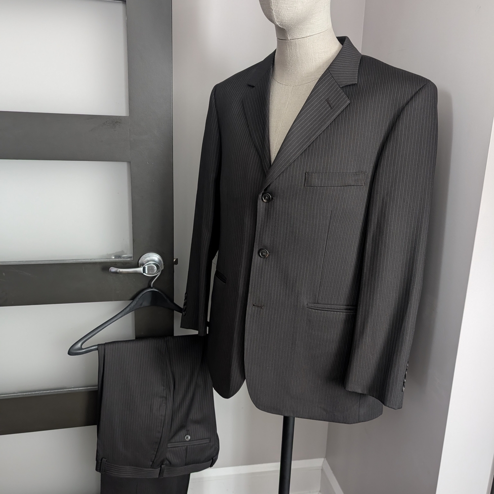 Moore's Dark Pinstripe Men's Suit 100% Wool